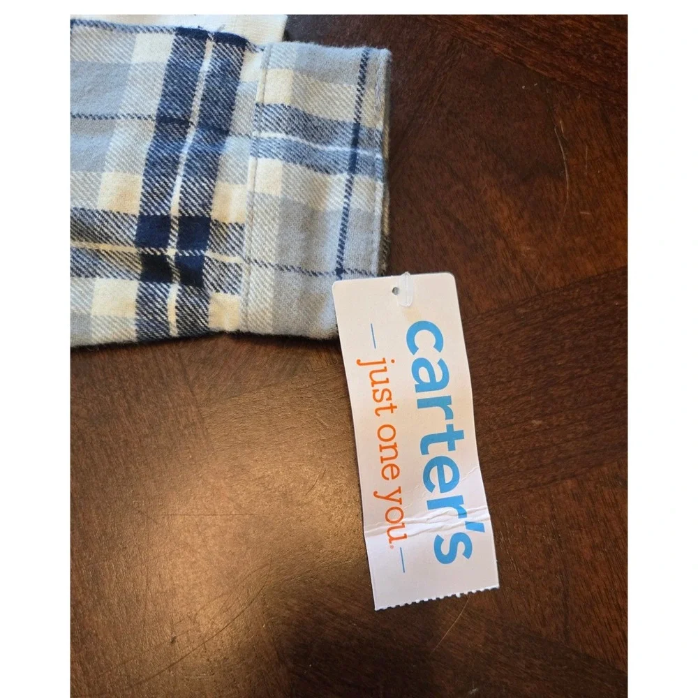 Carter's Just One You Baby Boys 18M 3-Piece Plaid Flannel Set Blue Gray 1R740810